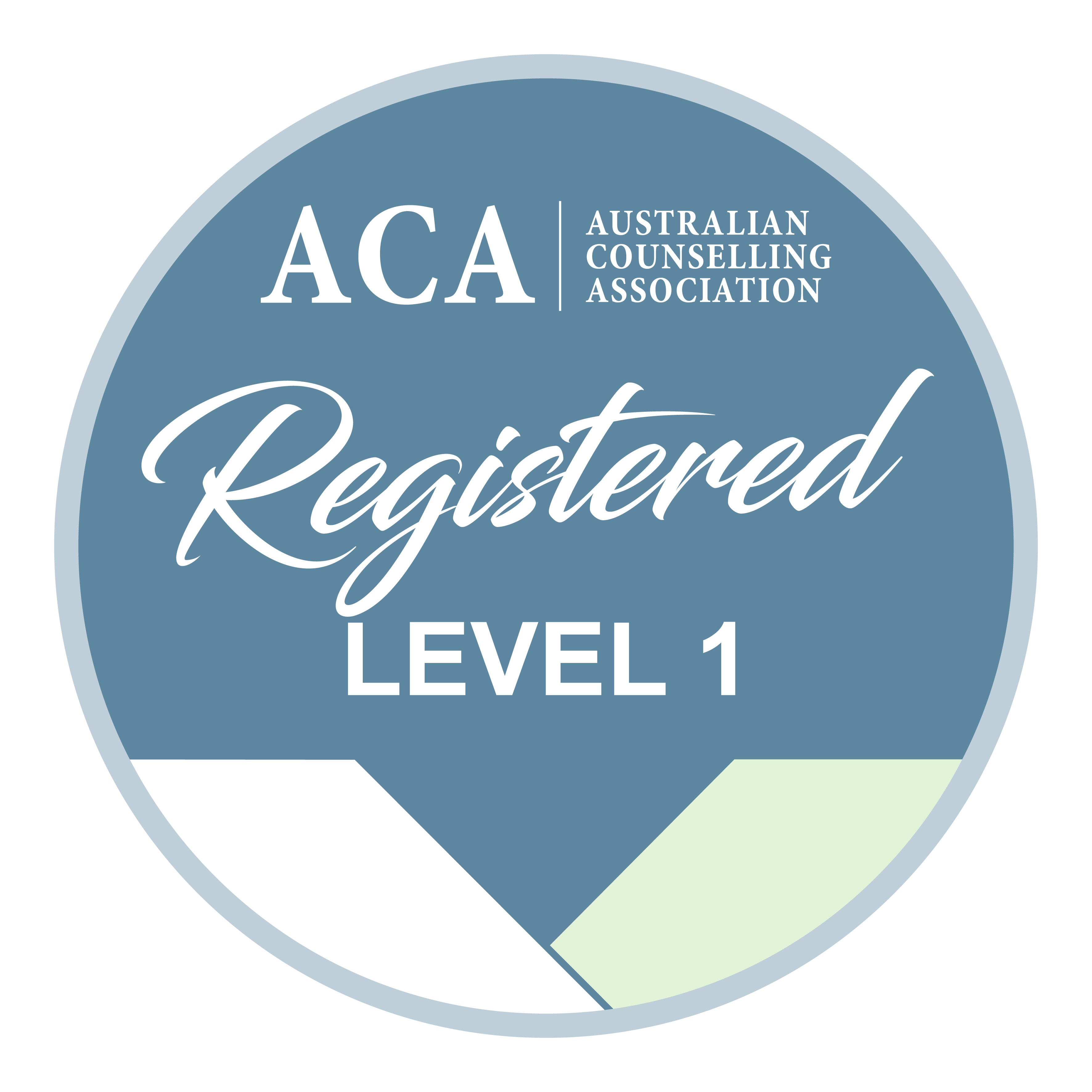 ACA Level 1 accreditation badge for Safe Refuge Counselling