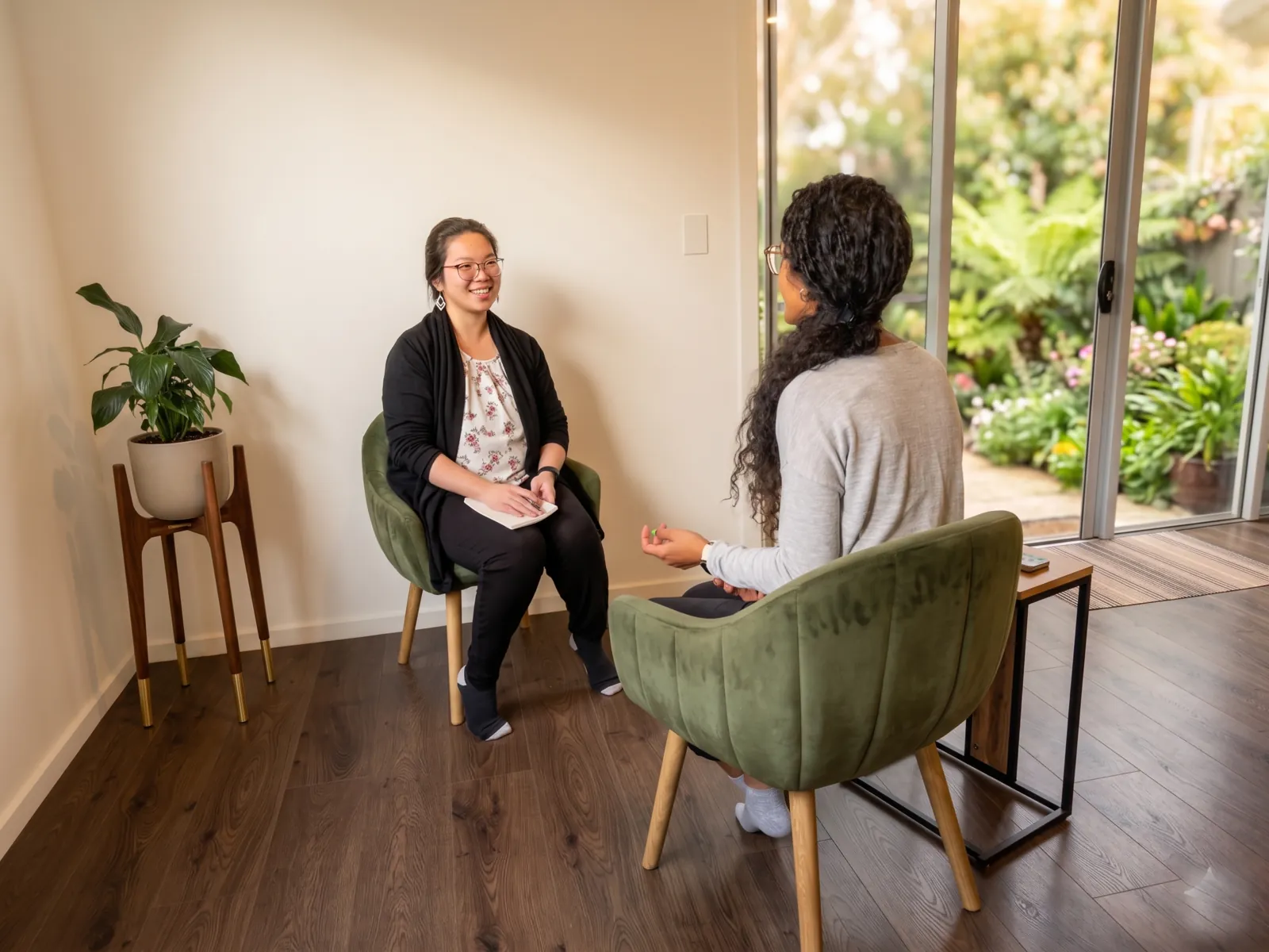 A counsellor and client in conversation at Safe Refuge in Mount Barker