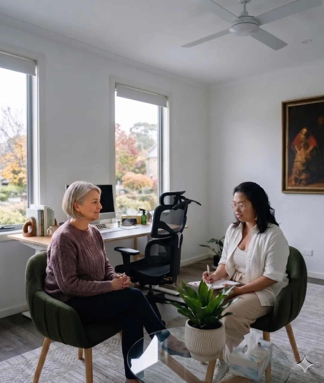 A safe, welcoming counselling space for trauma work at Safe Refuge, Mount Barker