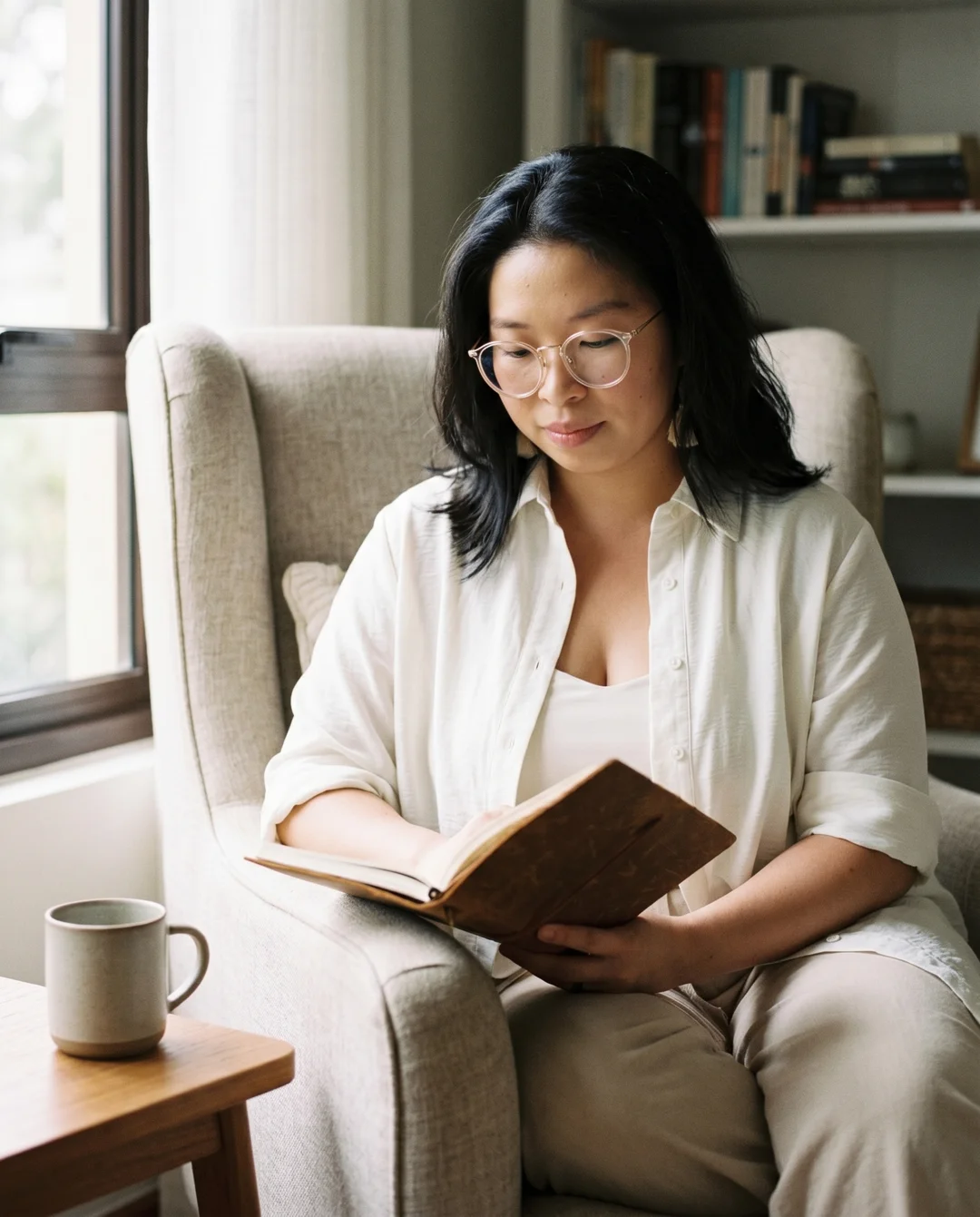 A woman in quiet reflection, representing faith-informed counselling at Safe Refuge